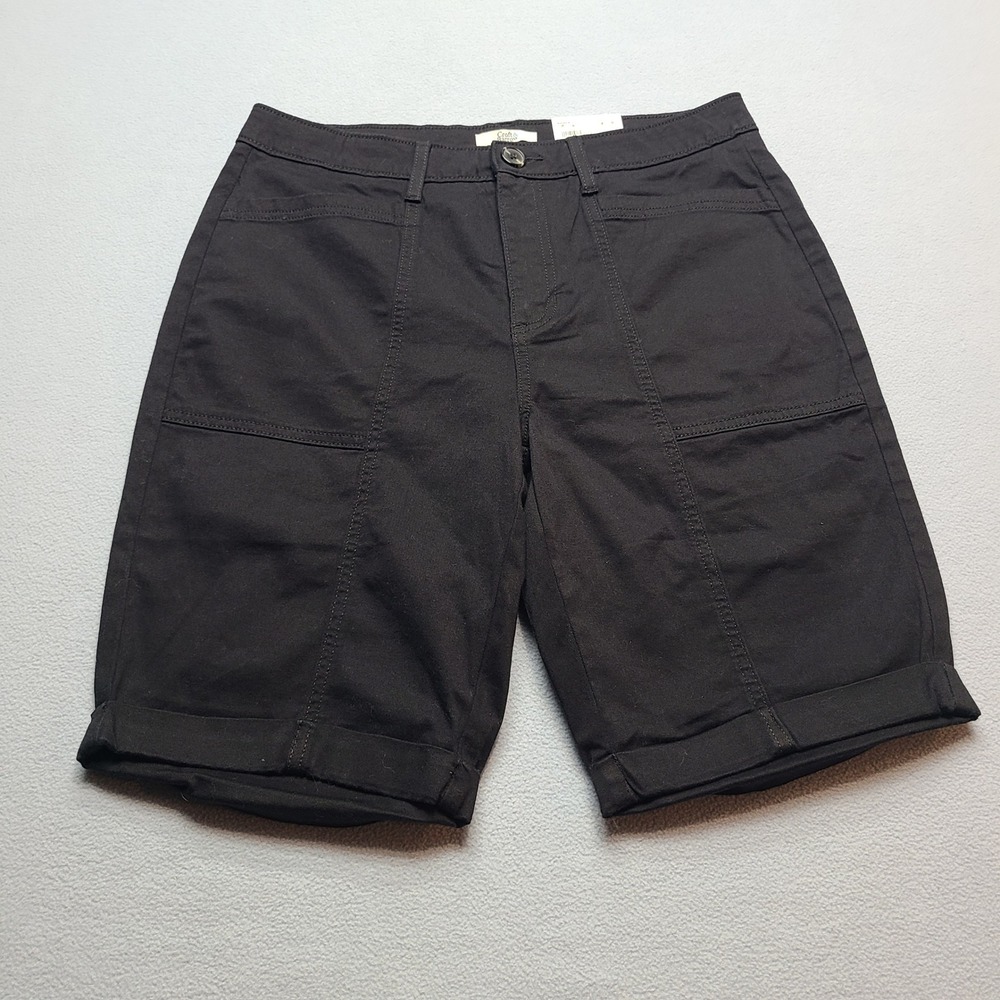 Croft & Barrow Shorts Womens 10 Black New Mid Rise Straight Fit WC31X221RS